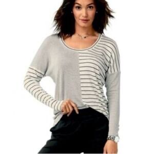 CAbi Women’s Pivot Long Sleeve Striped High Low Flowy Top size XS